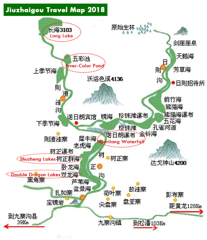 2018 Latest Jiuzhaigou Travel Map