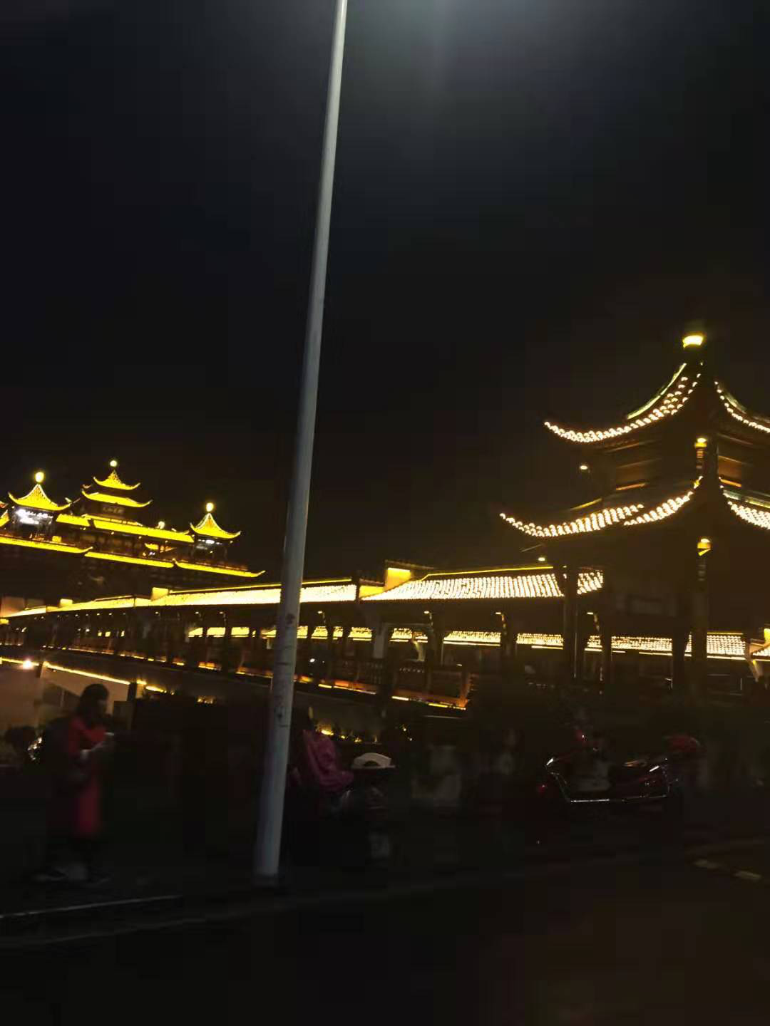 Beautiful night view of the bridge near Liyang Old Street